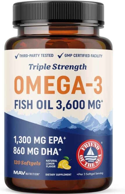 Triple Strength Omega 3 Fish Oil 3600 mg | EPA & DHA | Over 2100mg