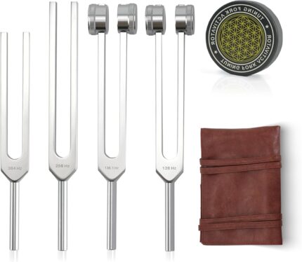 Tuning Forks for Healing Set – Includes 128Hz, 136Hz, 256Hz, 384Hz &