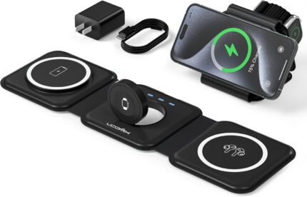 UCOMX 3 in 1 Charging Station for Multple Devices,Foldable 3 in 1