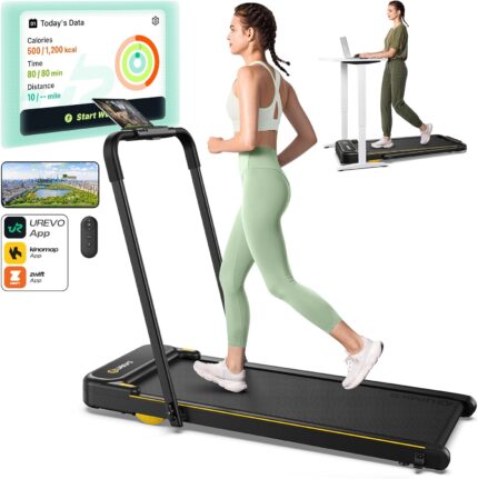 UREVO Smart 2-in-1 Folding Treadmill, Compact Walking Pad