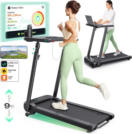 UREVO Smart Walking Pad Treadmill with Adjustable Desk,