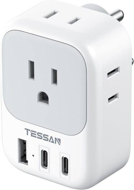 US to India Plug Adapter, TESSAN Type D Travel Adapter with 4 Outlets