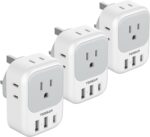 US to UK Plug Adapter 3 Pack, TESSAN Type G Adapter for Travel with 4