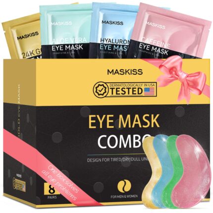 Under Eye Patches(8 Pairs), 24K Gold, Caffeine, Hyaluronic Acid, Aloe