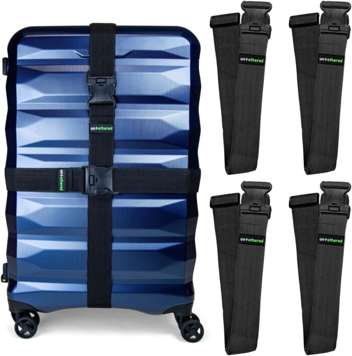 Untethered 4-Pack Luggage Straps | Durable TSA-Approved Suitcase Belt