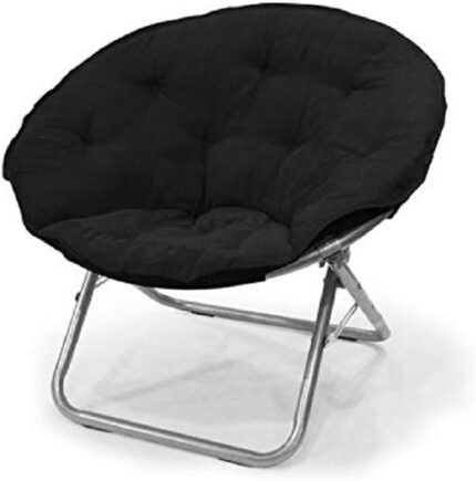 Urban Lifestyle Microsuede Foldable Saucer Chair, Black 27D x 32W x