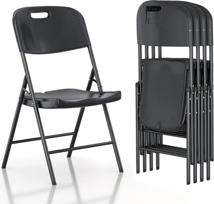 VECELO 4 Pack Folding Chairs, Indoor/Outdoor Use Plastic Seat with