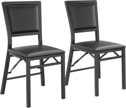 VECELO Folding Chairs Set of 2 with Cushion, Foldable Padded Seats