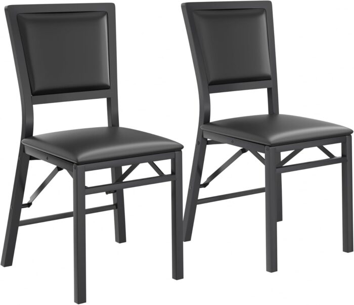 VECELO Folding Chairs Set of 2 with Cushion, Foldable Padded Seats