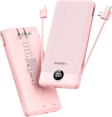 VEGER Portable Charger for iPhone with Built in Cables and Wall Plug,