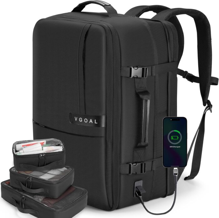 VGOAL Carry On Backpack, 40L Travel Backpack Expandable With 4 Packing