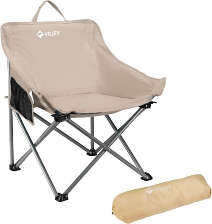 VILLEY Camping Chair Beach Folding Chair, Outdoor Lawn Portable