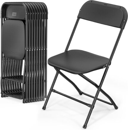 VINGLI 10 Pack Black Plastic Folding Chair, Indoor Outdoor Portable