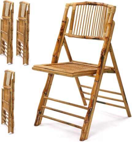 VINGLI Bamboo Folding Chair, Foldable Dining Wood Chairs Comfortable