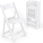 VINGLI Resin Folding Chairs with Cushion, Foldable Plastic Chair with