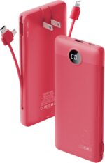 VRURC Portable Charger Built-in Cables and AC Wall Plug, USB C Power