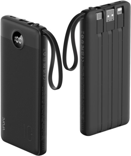 VRURC Portable Charger with Built in Cables, 10000mAh Travel