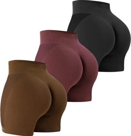 VVX 3 Piece Workout Shorts Womens Seamless High Waist Butt
