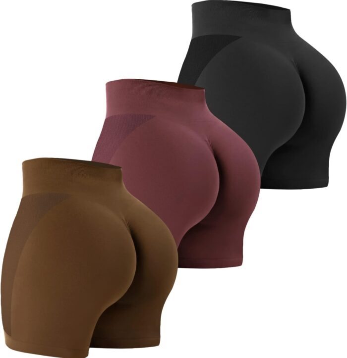 VVX 3 Piece Workout Shorts Womens Seamless High Waist Butt