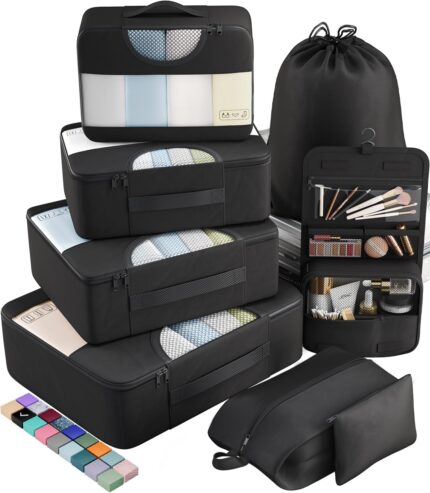 Veken 8 Set Packing Cubes for Travel Essentials, Suitcase Organizer