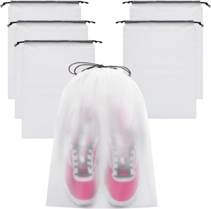 Vorspack Shoe Bags for Travel - 6 Pcs Transparent Drawstring Backpack