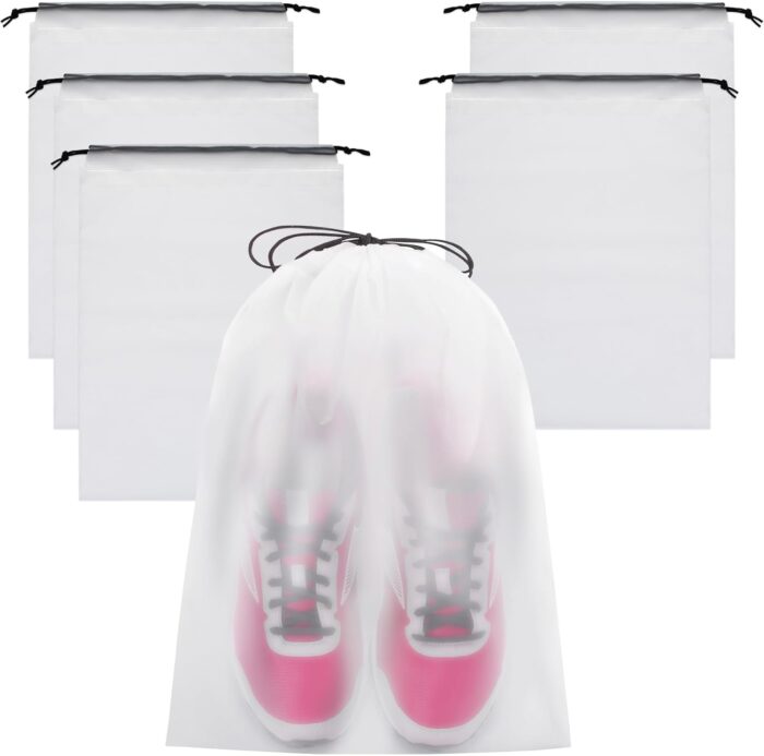 Vorspack Shoe Bags for Travel - 6 Pcs Transparent Drawstring Backpack