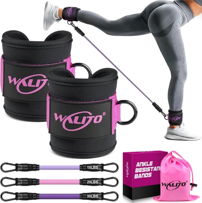 WALITO Ankle Resistance Bands with Cuffs, Exercise Bands for