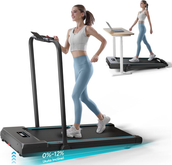 Walking Pad with Auto Incline, Under Desk Folding Treadmill