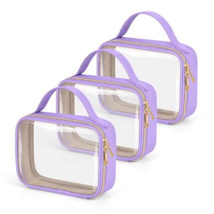 Wedama TSA Approved Toiletry Bag, 3 Pack Clear Makeup Bags with