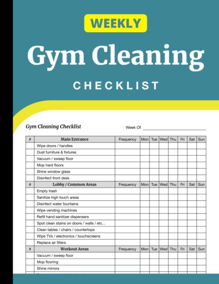 Weekly Gym Cleaning Checklist: Sanitation Log Book for