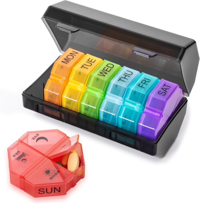Weekly Pill Organizer 4 Times a Day, Large Pill Box 7 Day Daily Pill