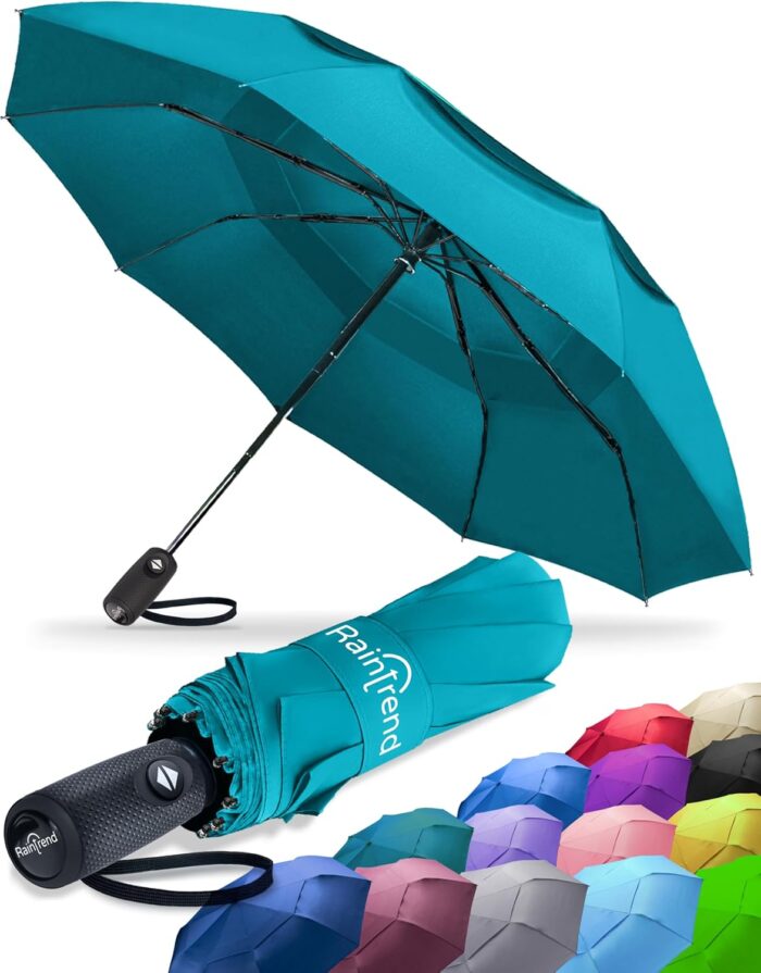 Windproof Travel Umbrellas for Rain Automatic +10% Bigger Canopy