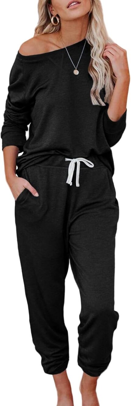 Women's 2 Piece Outfits Lounge Sets Long Sleeve Tops and Jogger