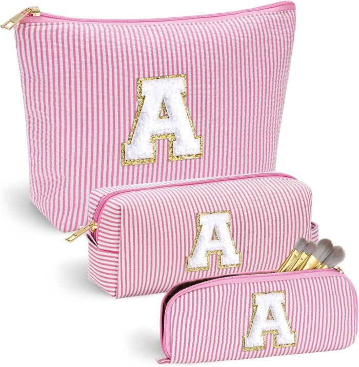 YOOLIFE Birthday Gifts - Personalized Initial Cute Pink Cosmetic