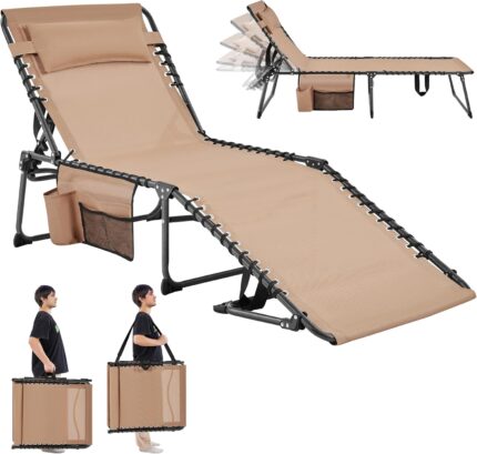 Yaheetech 26.4" Outdoor Folding Tanning Chair, Chaise Lounge Chairs