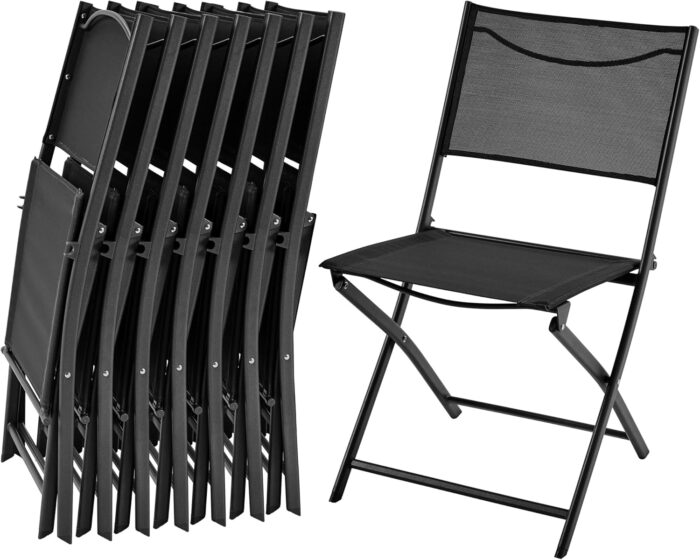 Yaheetech 8 Pack Texteline Folding Chair, Portable Lightweight Chair,