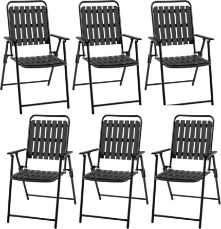 Yaheetech Folding Patio Chair Set of 6, Outdoor Dining Chair with
