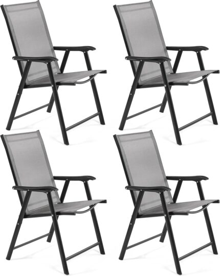 Yaheetech Patio Dining Chairs Set of 4 with Armrests, Outdoor Folding
