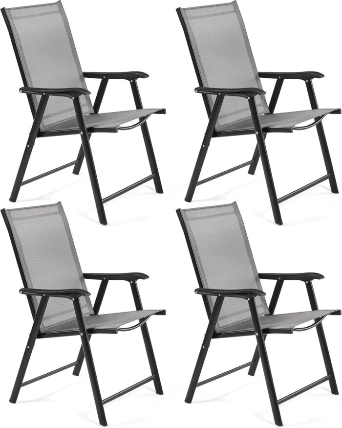Yaheetech Patio Dining Chairs Set of 4 with Armrests, Outdoor Folding