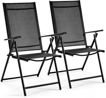 Yaheetech Patio Folding Dining Chairs Set of 2, Stackable Outdoor