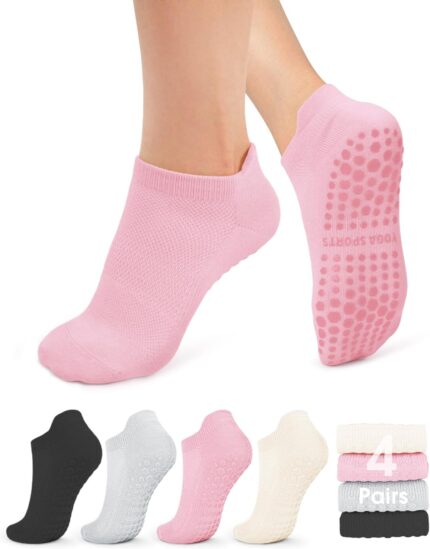 YeuG 4/6 Pairs Pilates Socks for Women - Non Slip Grip Socks