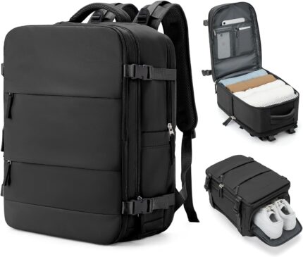 coowoz Travel Backpack Carry On for Women Man Black Gym Backpack with