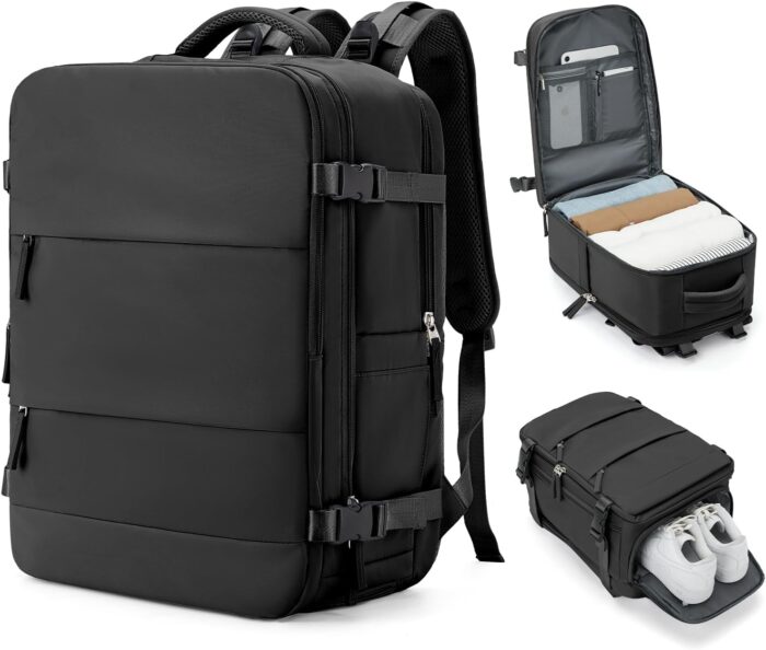 coowoz Travel Backpack Carry On for Women Man Black Gym Backpack with