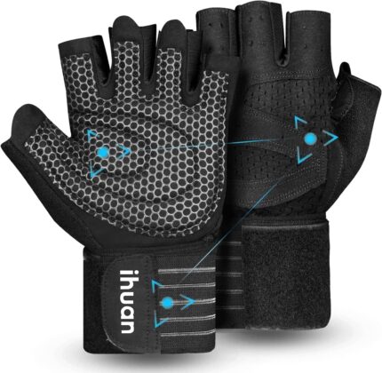 ihuan Ventilated Weight Lifting Gym Workout Gloves with