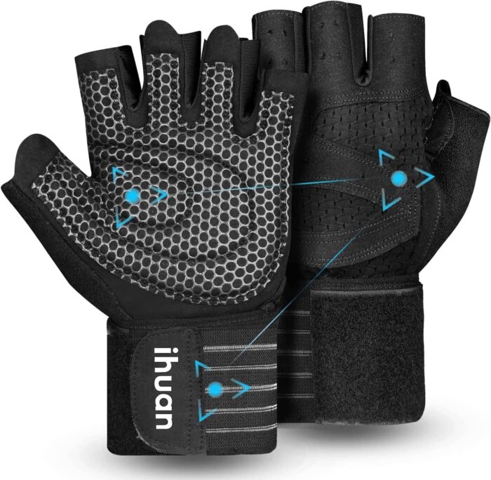 ihuan Ventilated Weight Lifting Gym Workout Gloves with