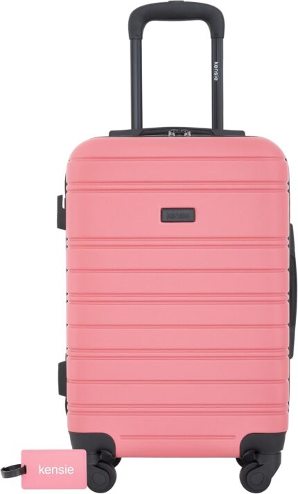 kensie 22" Peonies Hardside Carry-On Luggage with ID Tag, Flowering