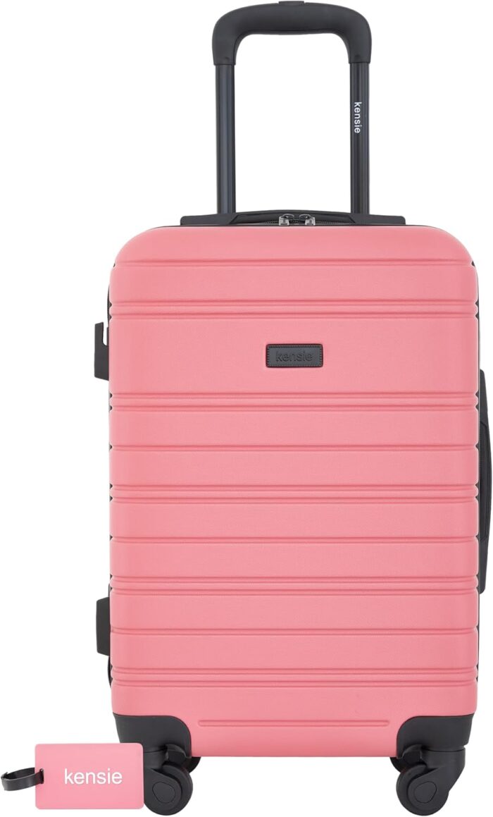 kensie 22" Peonies Hardside Carry-On Luggage with ID Tag, Flowering
