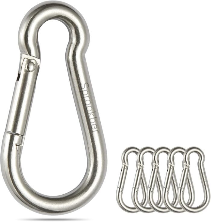 sprookber Stainless Steel Spring Snap Hook Carabiner - 304