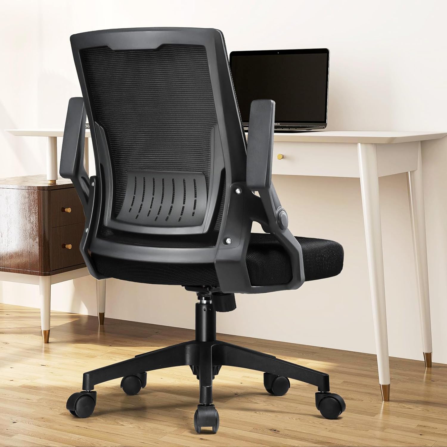 COMHOMA Office Chair with Flip-up Armrests Ergonomic Computer Desk