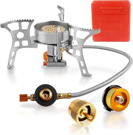 Camping Stove with Fuel Canister Adapter Portable Collapsible Gas
